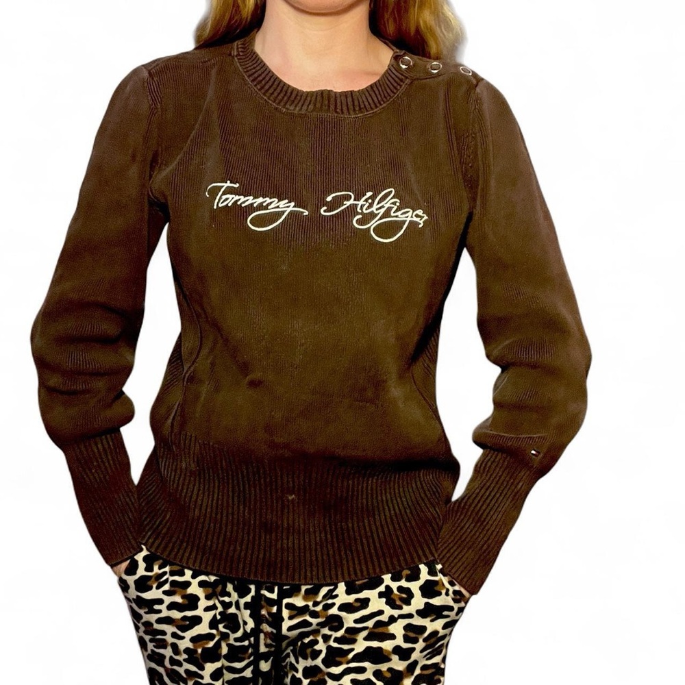 Tommy Hilfiger Chocolate Brown Crew Neck Sweater